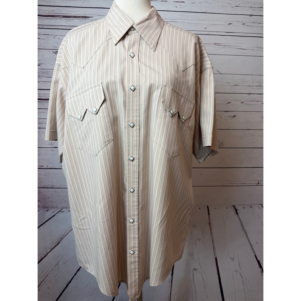 Rockmount Ranch Wear Western Shirt Striped Pearl Snap Mens USA Vintage XL